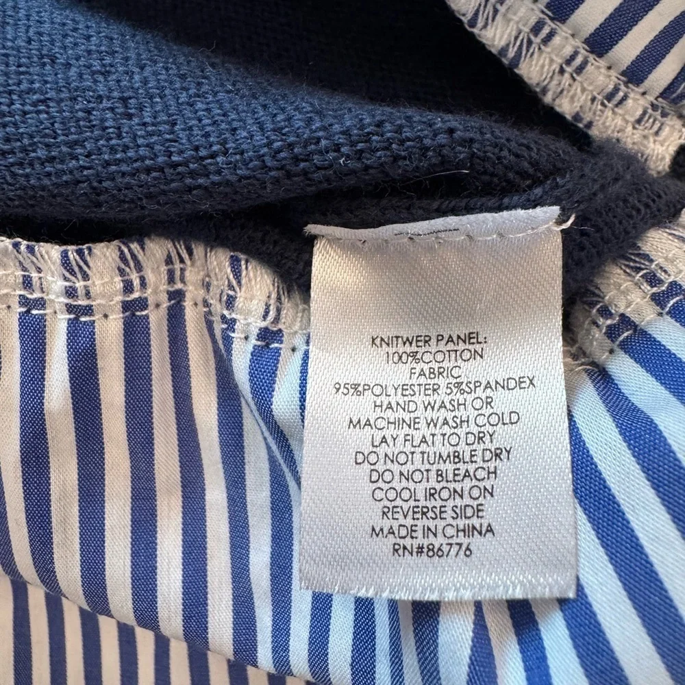 NEW J. SOCIETY striped layered mock in navy XS